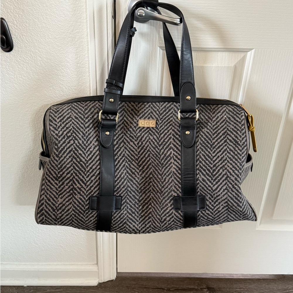 Spartina 449 Herringbone Black and Gray Weekender Bag